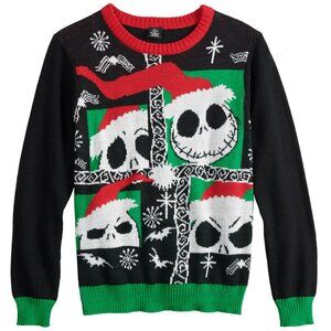 New! Nightmare Before Christmas Boy's Youth Ugly Christmas Sweater Tim Burton